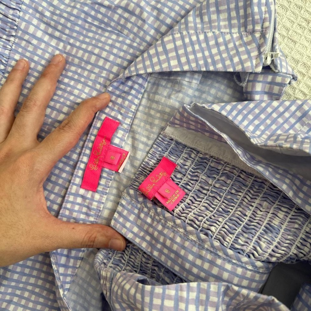 New Lilly Pulitzer Rosalie mini skirt and crop top lilac gingham set - Picture 5 of 5